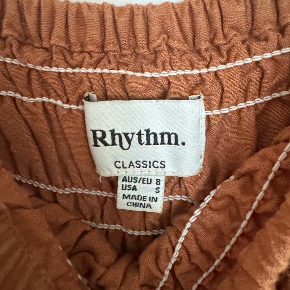 Rhythm Rust Brown Smocked Maxi Dress with Adjustable Spaghetti Straps - Picture 3 of 4